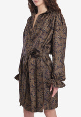 Saint Laurent Paisley Print Belted Dress Brown 828304-Y6K90-4775