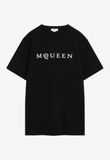 Alexander McQueen Logo Print Jersey T-shirt Black 828420QTADD/R_ALEXQ-0520