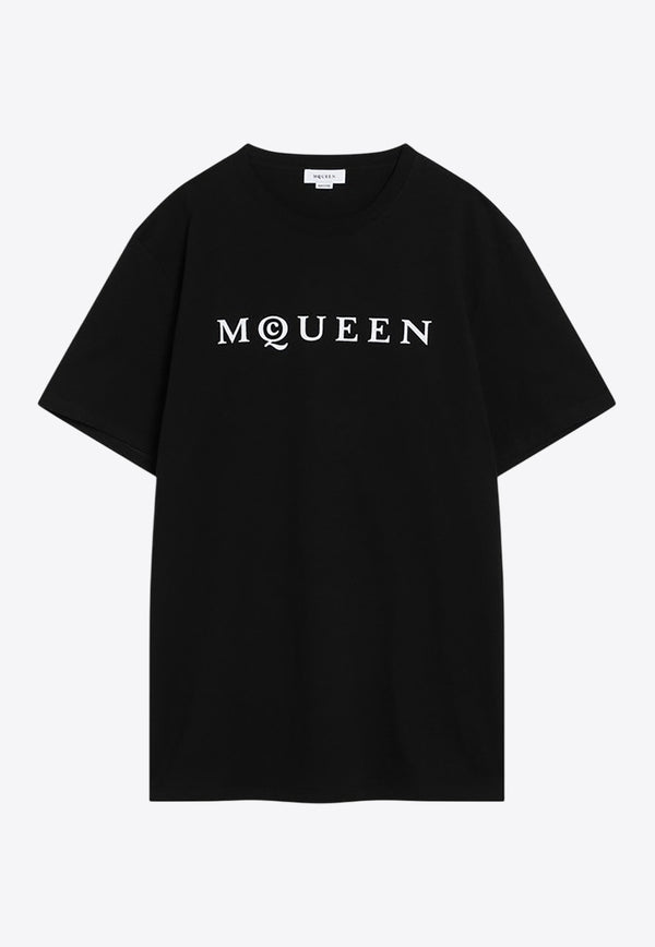 Alexander McQueen Logo Print Jersey T-shirt Black 828420QTADD/R_ALEXQ-0520