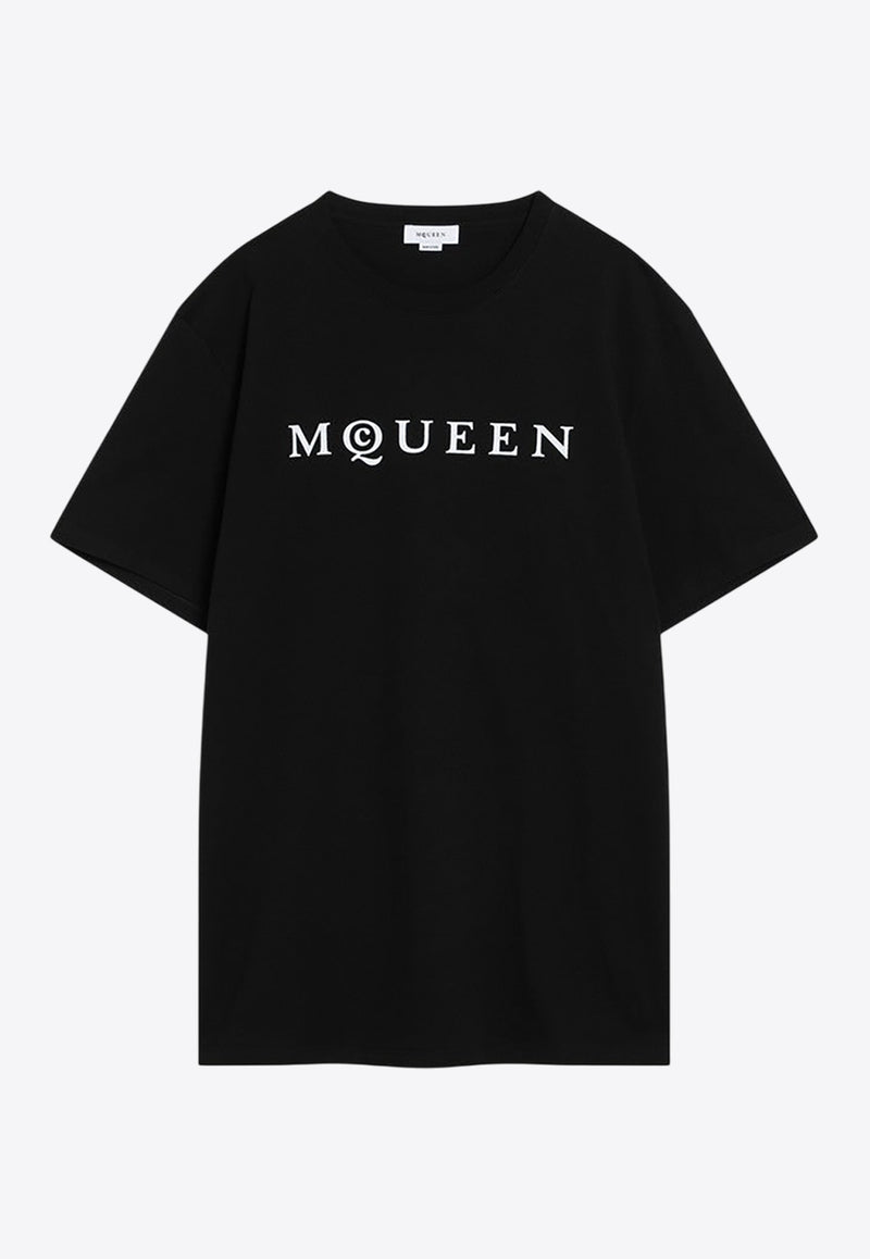 Alexander McQueen Logo Print Jersey T-shirt Black 828420QTADD/R_ALEXQ-0520