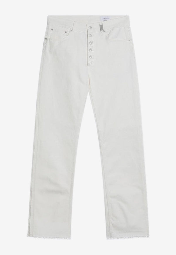 Alexander McQueen Logo Patch Straight Jeans White 828714QYAAE/Q_ALEXQ-9000