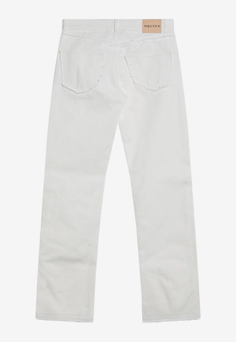 Alexander McQueen Logo Patch Straight Jeans White 828714QYAAE/Q_ALEXQ-9000