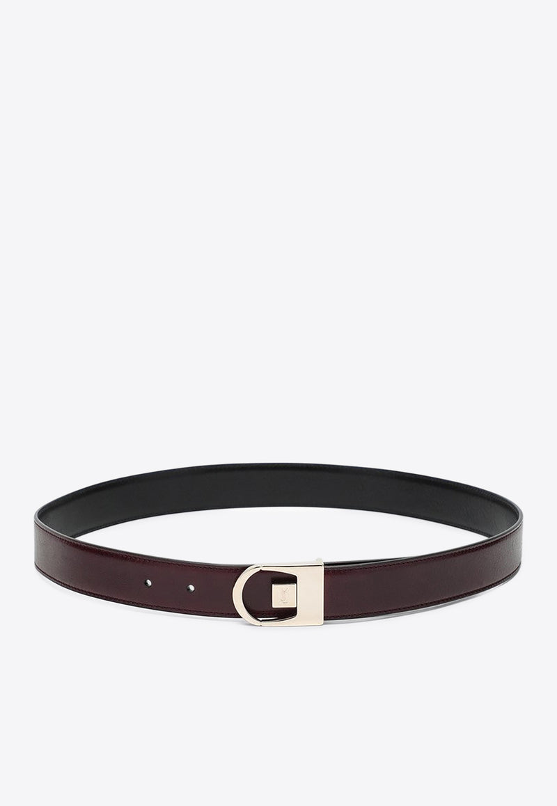 Saint Laurent Reversible Calf Leather Belt Burgundy  828728AAEWG/Q_YSL-1074