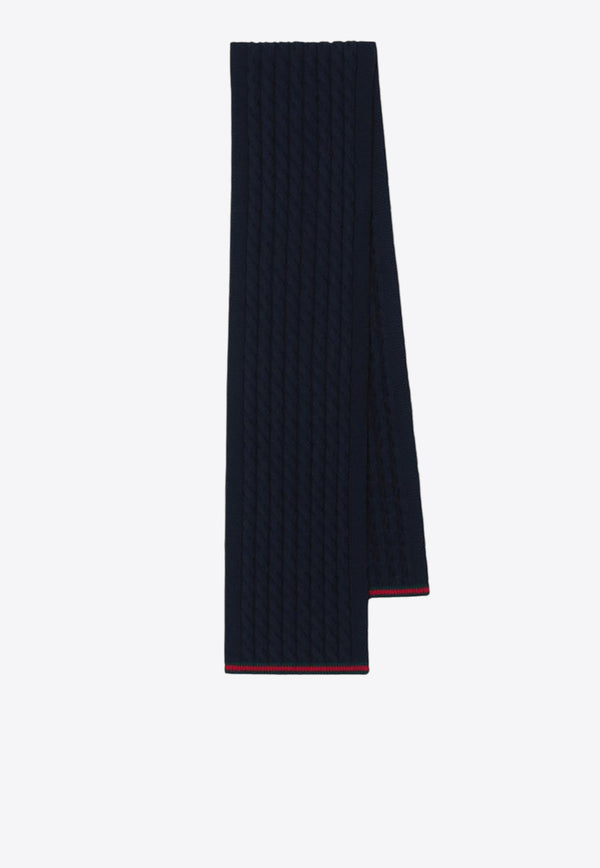 Gucci Kids Boys Cable Knit Wool Scarf Navy 8289134K206/R_GUC-4166