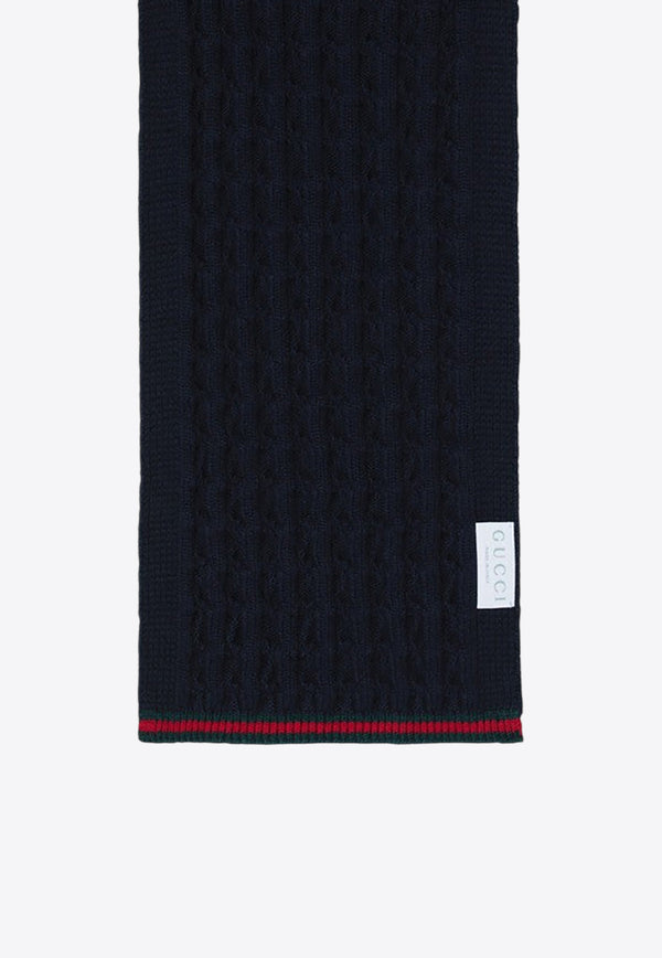 Gucci Kids Boys Cable Knit Wool Scarf Navy 8289134K206/R_GUC-4166