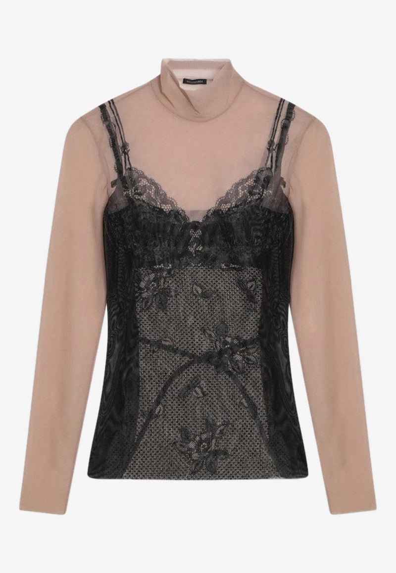Balenciaga Trompe L'oeil Lingerie Top  Black 8292144F4B4_BALEN-1094