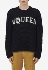 Alexander McQueen Intarsia Logo Textured Sweater Black 829319Q1BDL 1080