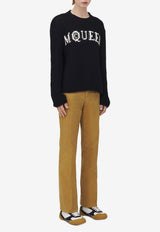 Alexander McQueen Intarsia Logo Textured Sweater Black 829319Q1BDL 1080