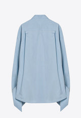 Balenciaga Striped Knotted Cuffs Long-Sleeved Shirt Light Blue 830990TSO25/Q_BALEN-3965