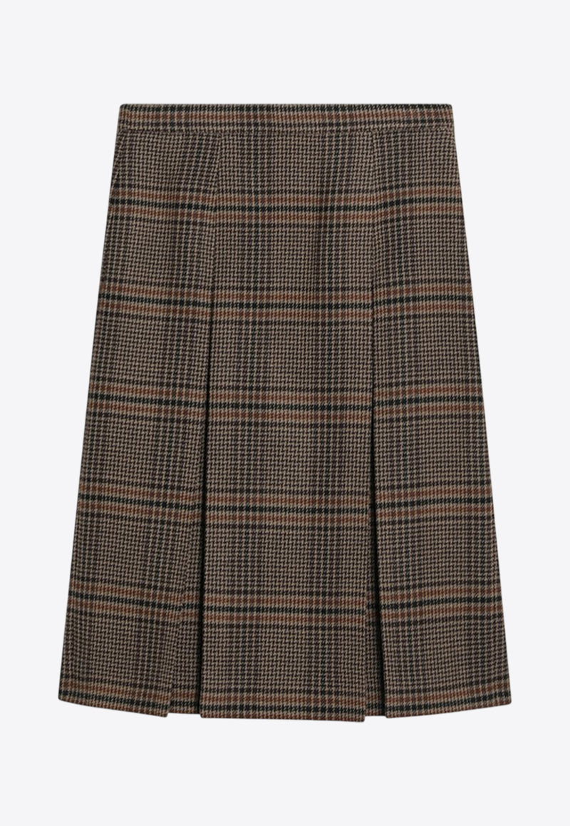 Saint Laurent Prince of Wales Midi Skirt Brown 831068Y9I70_YSL-2849