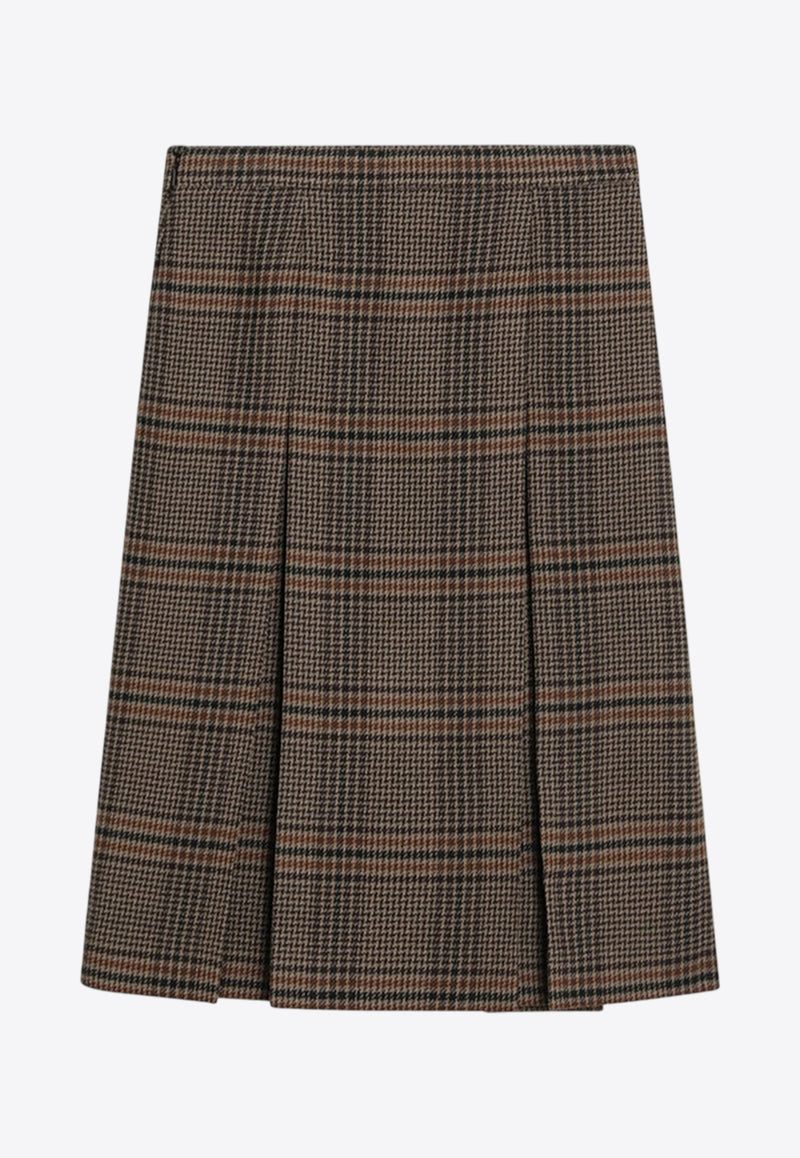 Saint Laurent Prince of Wales Midi Skirt Brown 831068Y9I70_YSL-2849