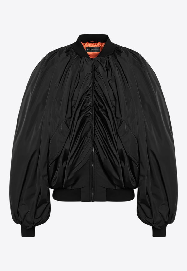 Balenciaga Draped Zip-Up Bomber Jacket Black 831515TRO06/Q_BALEN-1000