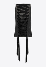 Balenciaga Lace-Up Faded Midi Denim Skirt Gray 831713TSW67/Q_BALEN-1441