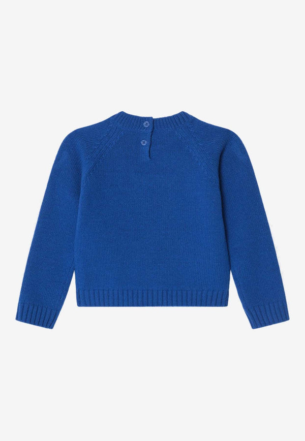 Gucci Kids Babies Intarsia Knit Logo Sweater Blue 832653XKEXV/R_GUC-4012