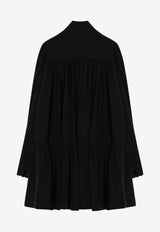 Saint Laurent Long-Sleeved Silk Mini Dress Black 832871Y7K76/Q_YSL-1000