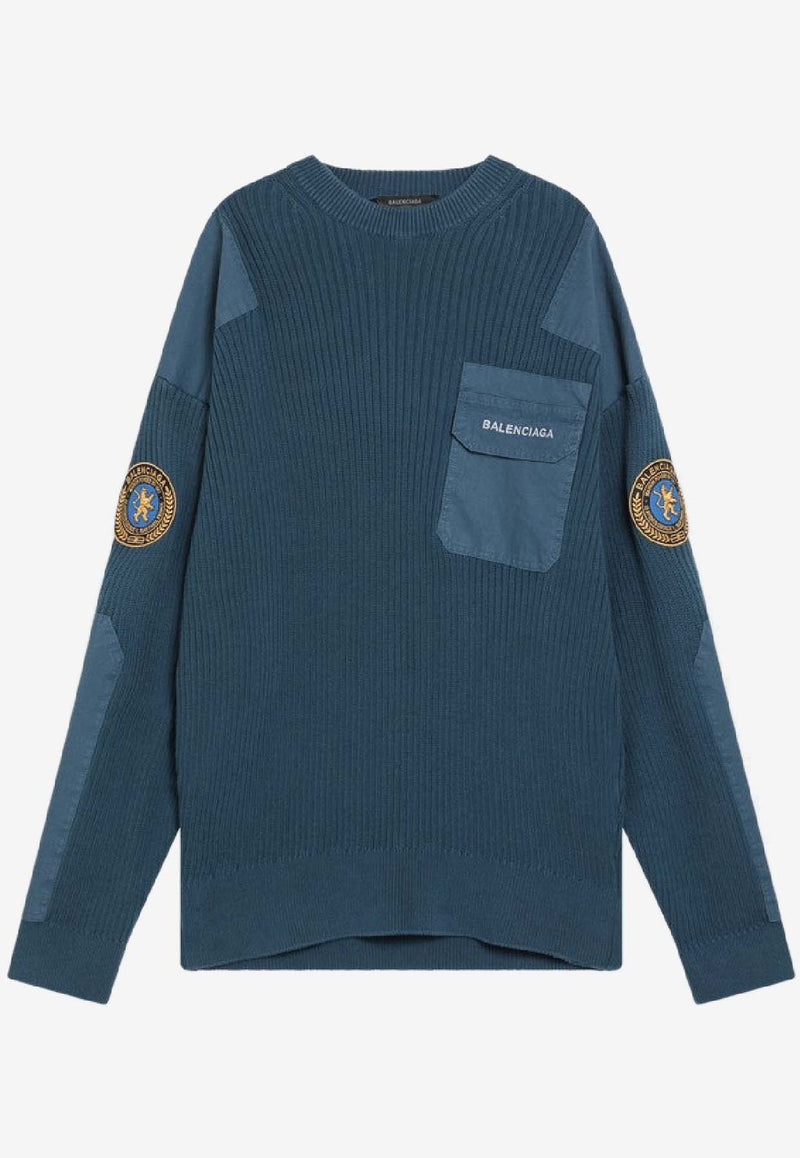 Balenciaga Uniform Merch Sweater Blue 833238T3386/R_BALEN-5002