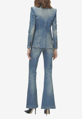 Alexander McQueen Narrow Bootcut Washed Jeans Blue 834150QMAC4 4164