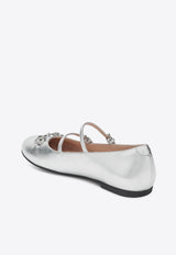 Gucci Kids Girls Horsebit Metallic Leather Ballet Flats Silver 834355BMP00/R_GUC-8106