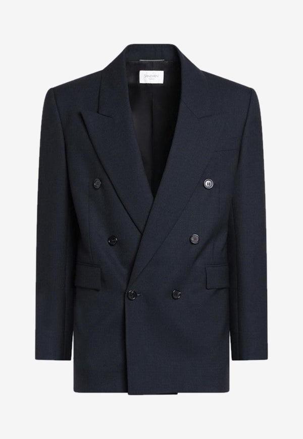 Saint Laurent Double-Breasted Wool Blazer Blue 835102Y5K32/R_YSL-4140