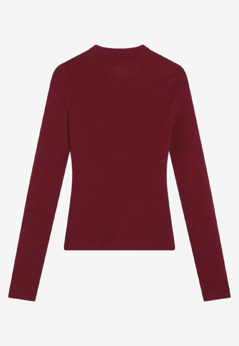 Balenciaga Nano BB Ribbed Sweater Burgundy 835494T5231/R_BALEN-6010