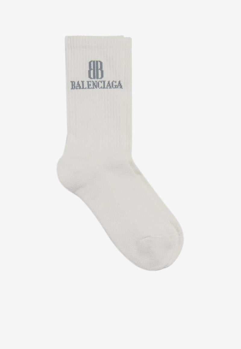 Balenciaga Nano BB Ribbed Socks White 8354964F1B5/R_BALEN-9160