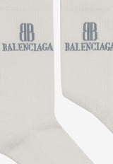 Balenciaga Nano BB Ribbed Socks White 8354964F1B5/R_BALEN-9160