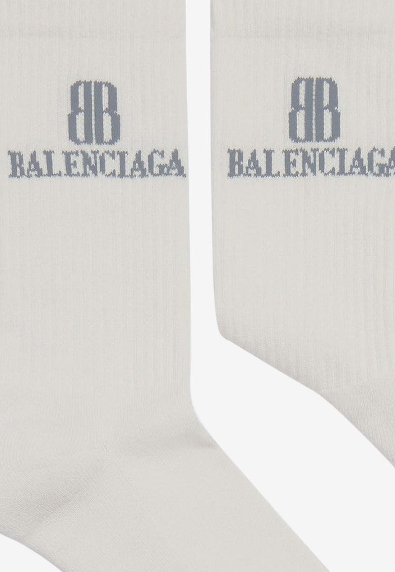 Balenciaga Nano BB Ribbed Socks White 8354964F1B5/R_BALEN-9160