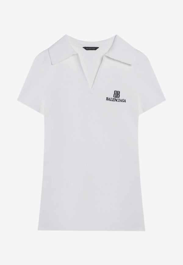 Balenciaga Nano BB V-neck Polo T-shirt White 835501T5231/R_BALEN-9040