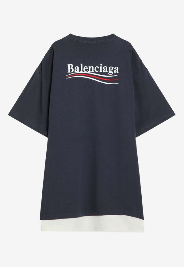Balenciaga Political Campaign Layered T-shirt Navy 835512TSVU9/R_BALEN-3903