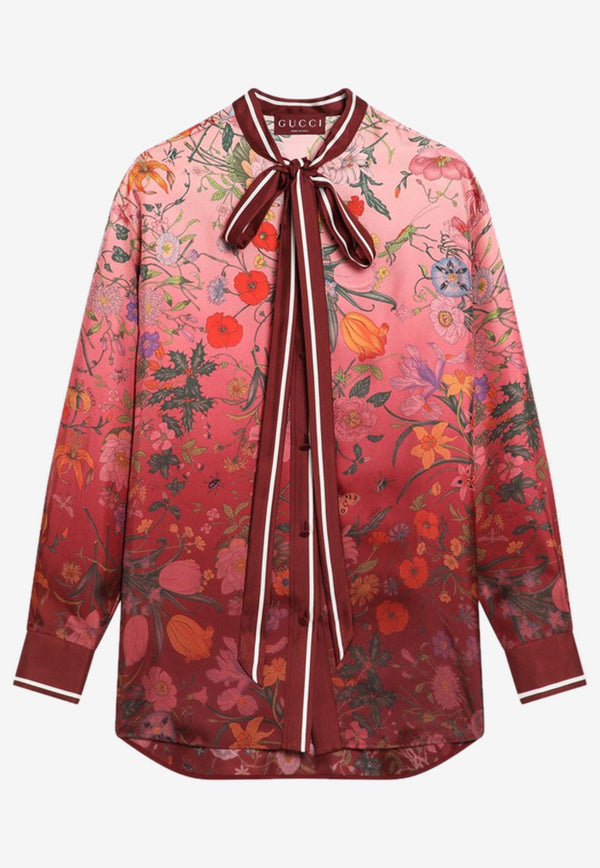 Gucci Floral Print Silk Ombre Shirt Pink 835617ZATG8/R_GUC-5057