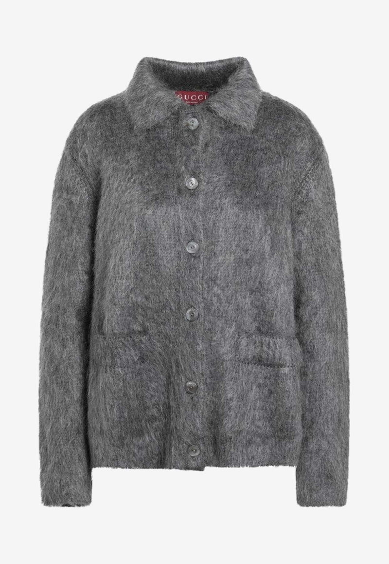 Gucci Mohair Buttoned Cardigan Gray 836767XKE08/R_GUC-1087