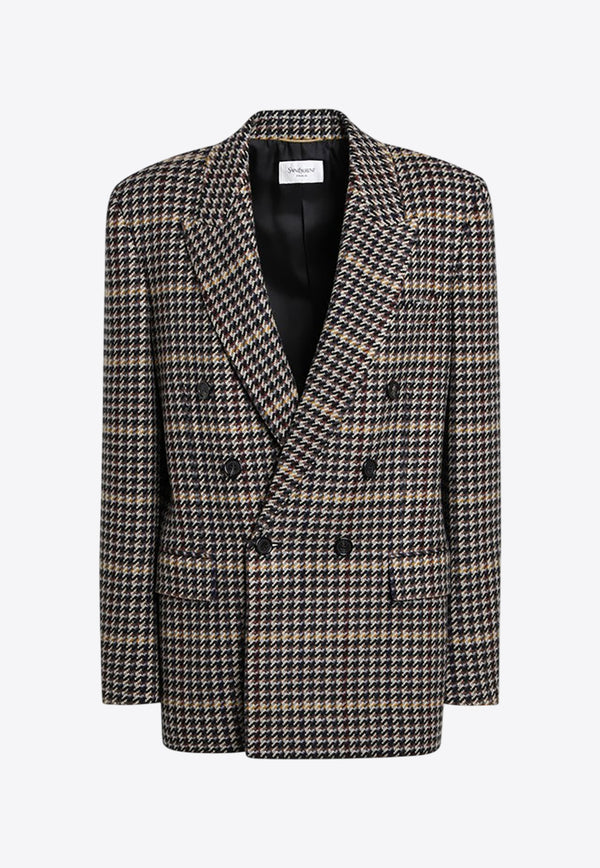 Saint Laurent Double-Breasted Checked Wool Blazer Multicolor 837047Y3J60/R_YSL-1016