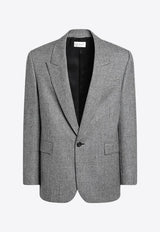 Saint Laurent Prince of Wales Single-Breasted Jacket Gray 837196Y5H54/R_YSL-1095