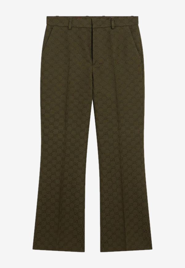 Gucci GG Pattern Straight-Leg Pants Green 837435Z7ADE/R_GUC-3602