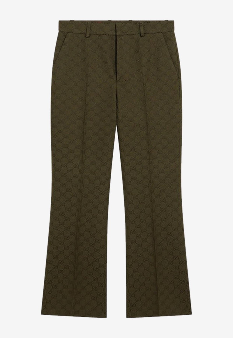 Gucci GG Pattern Straight-Leg Pants Green 837435Z7ADE/R_GUC-3602