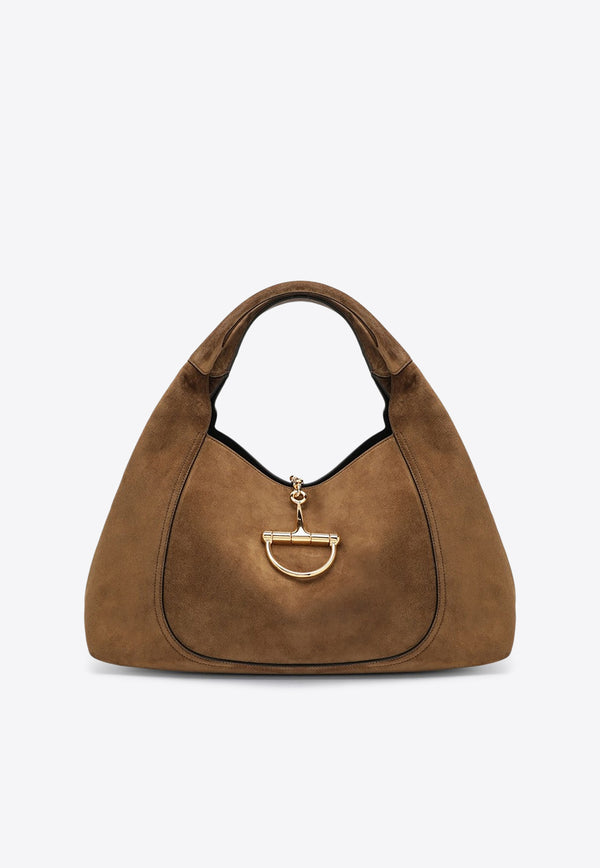 Gucci Softbit Maxi Suede Hobo Bag Brown 837466AAFLB/R_GUC-2118