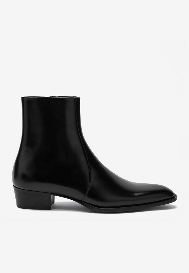 Saint Laurent Roman Calf Leather Ankle Boots Black 838183AAEI7/R_YSL-1000