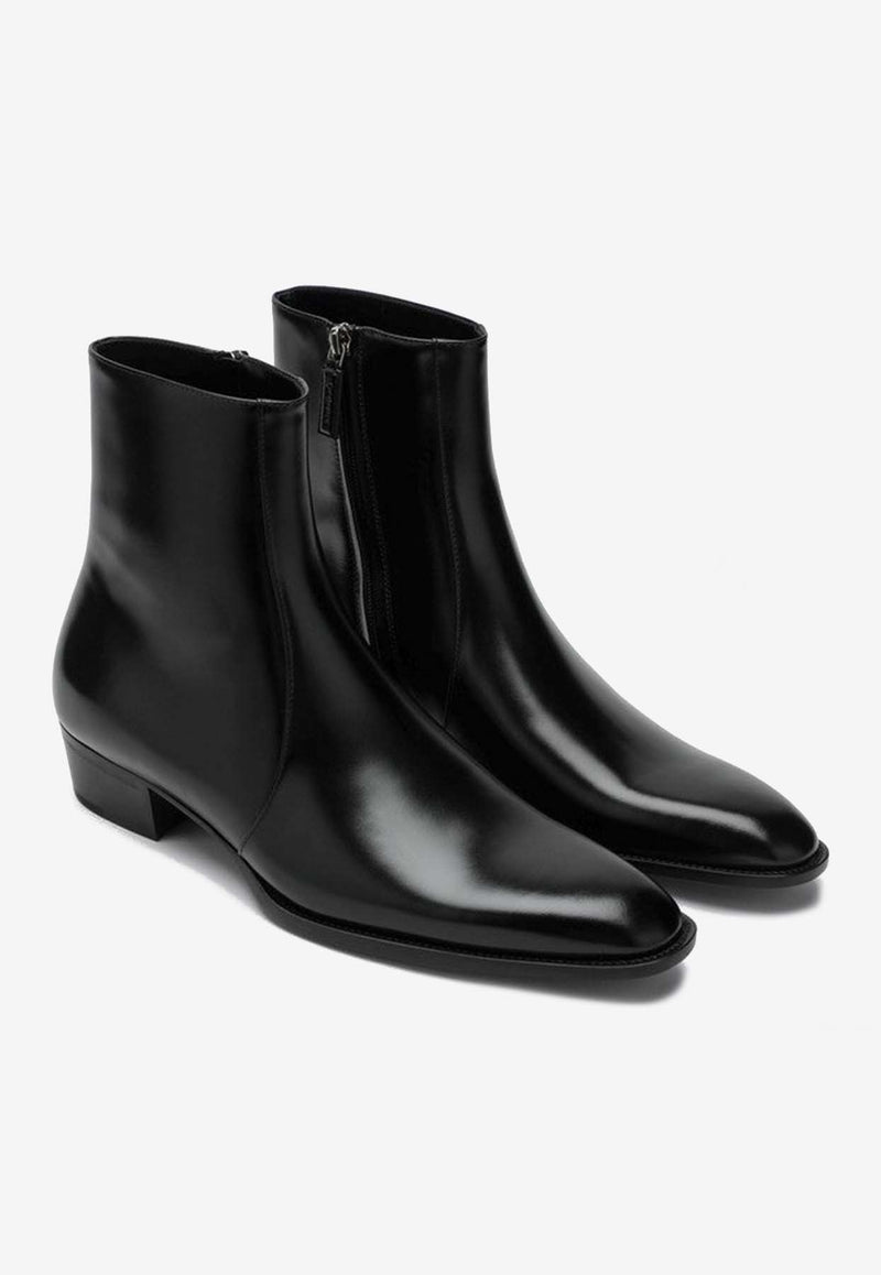 Saint Laurent Roman Calf Leather Ankle Boots Black 838183AAEI7/R_YSL-1000