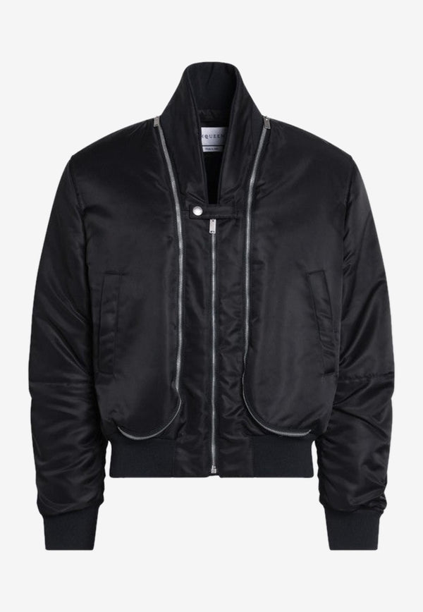 Alexander McQueen Zip-Up Bomber Jacket Black 838589QRAAK/R_ALEXQ-1000