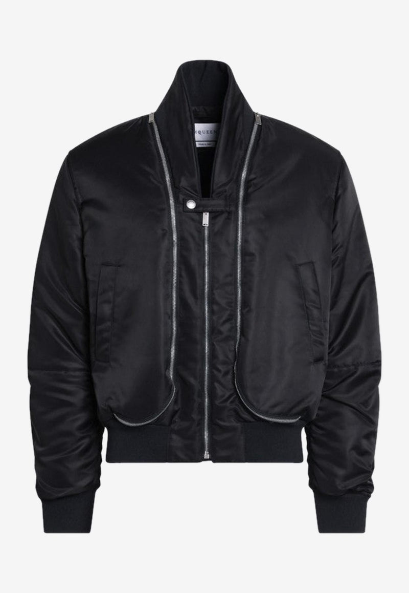 Alexander McQueen Zip-Up Bomber Jacket Black 838589QRAAK/R_ALEXQ-1000