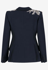 Alexander McQueen Embellished Single-Breasted Silk Blazer Black 838654QEAAA 1000