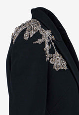 Alexander McQueen Embellished Single-Breasted Silk Blazer Black 838654QEAAA 1000