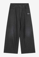 Balenciaga Logo Patch Wide-Leg Jeans Gray 838695TSWB3/R_BALEN-1140