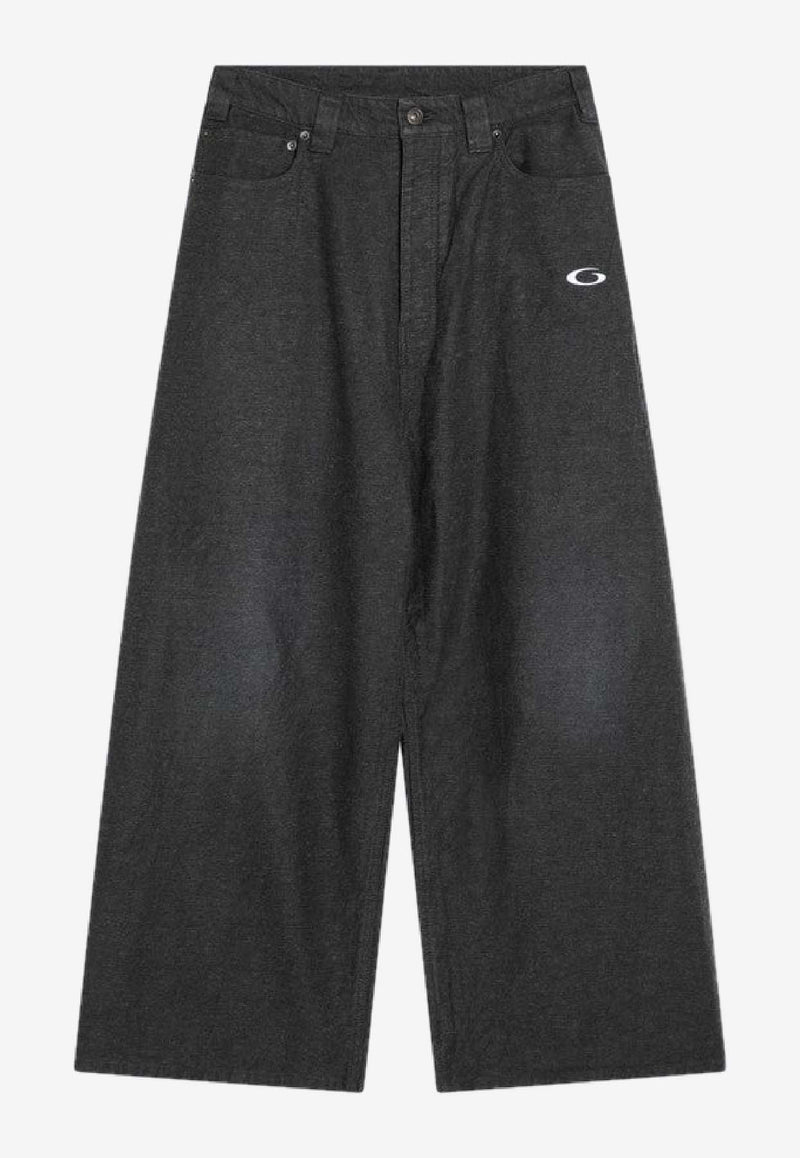 Balenciaga Logo Patch Wide-Leg Jeans Gray 838695TSWB3/R_BALEN-1140