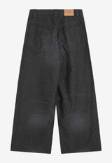 Balenciaga Logo Patch Wide-Leg Jeans Gray 838695TSWB3/R_BALEN-1140