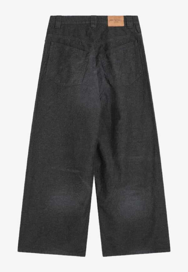 Balenciaga Logo Patch Wide-Leg Jeans Gray 838695TSWB3/R_BALEN-1140