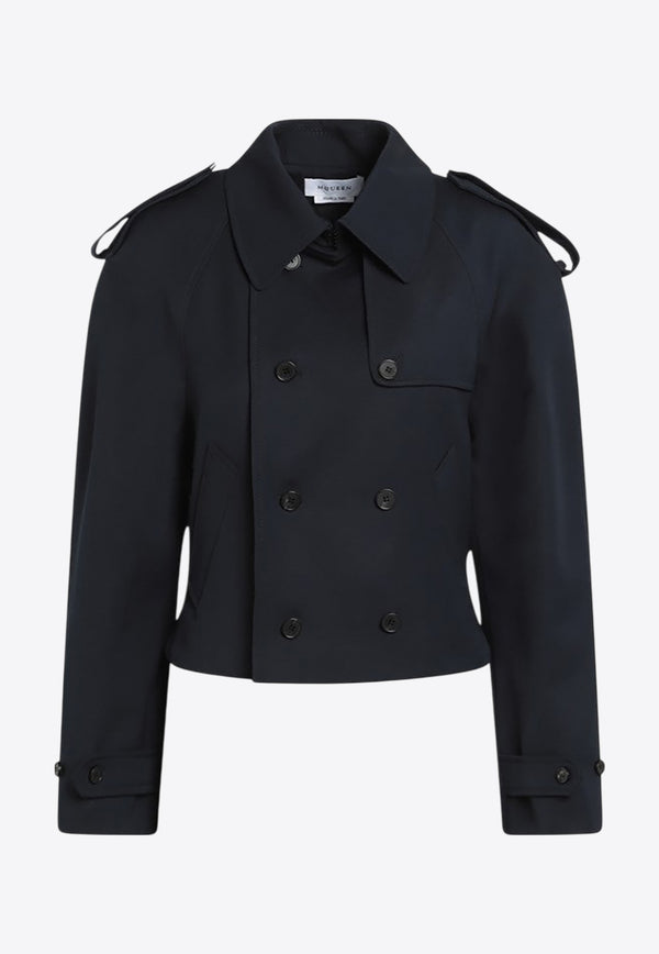 Alexander McQueen Double-Breasted Wool Coat Blue 838920QJACH/R_ALEXQ-4003