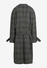 Balenciaga Wool Check Belted Coat Gray 838934TSU20/R_BALEN-1269