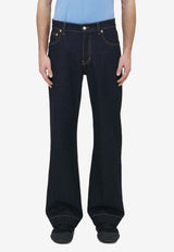 Alexander McQueen Logo Patch Wide-Leg Jeans Indigo 839142QYAAB 4244