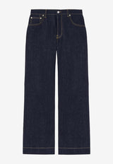 Alexander McQueen Logo Patch Wide-Leg Jeans Indigo 839142QYAAB 4244